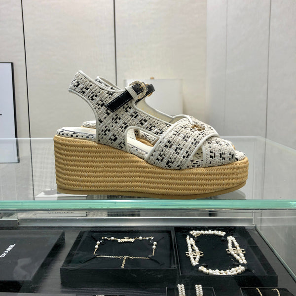 CC 26s Platform Wedge Sandals Tweed 153751