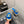 THICK SOLE WEDGE SLIPPERS IN COBALT BLUE LAMBSKIN AND BEIGE RUBBER