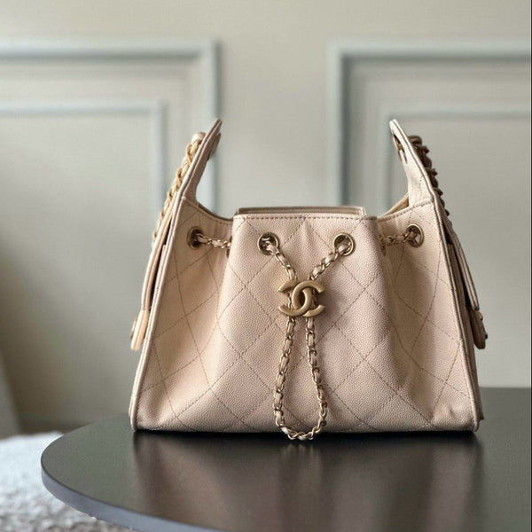CC 26c Hobo Bag 22cm Beige Caviar Leather GHW