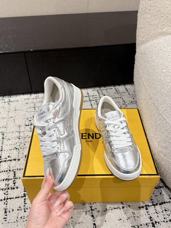 Fendi Match Trainers Sliver Leather 679603