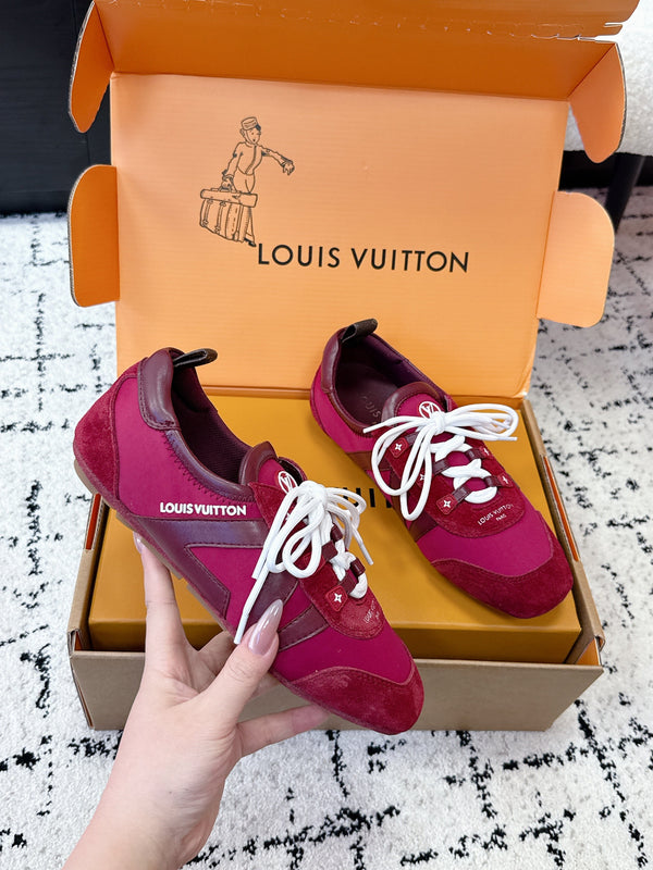 LV Sneakerina Sneaker Burgundy White Suede Leather 616971