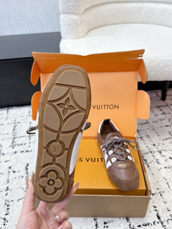 LV Sneakerina Sneaker Brown White Suede Leather 616977