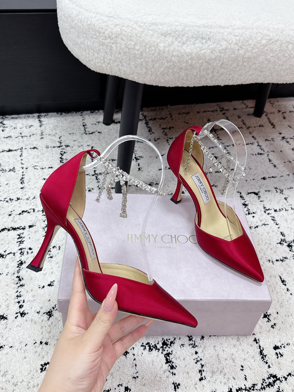 Jimmy 26 Stevie Pump 10cm Red Crystal Satin 679252