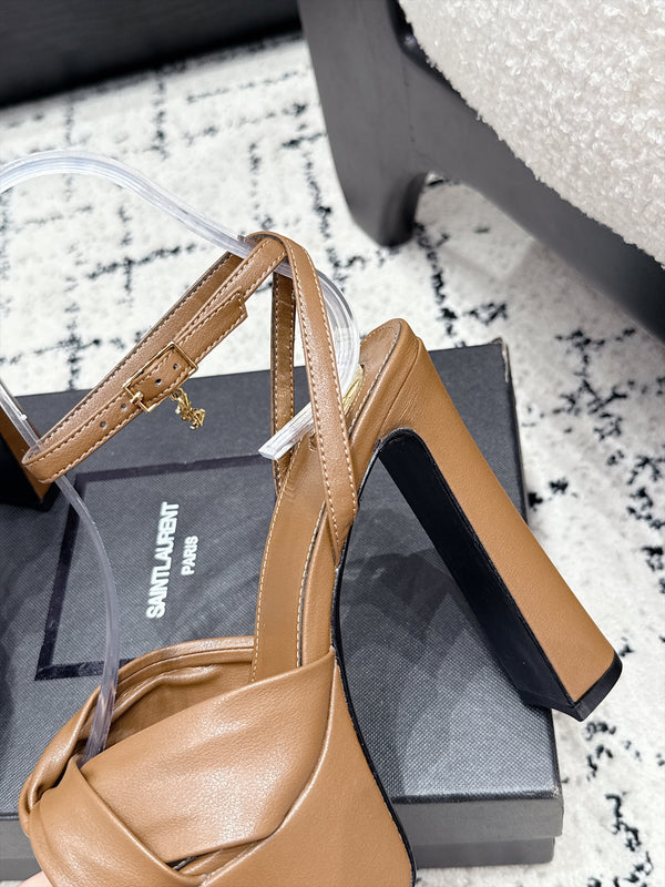 YSL 26s Bianca Platform Sandals 13.5cm Leather 121376