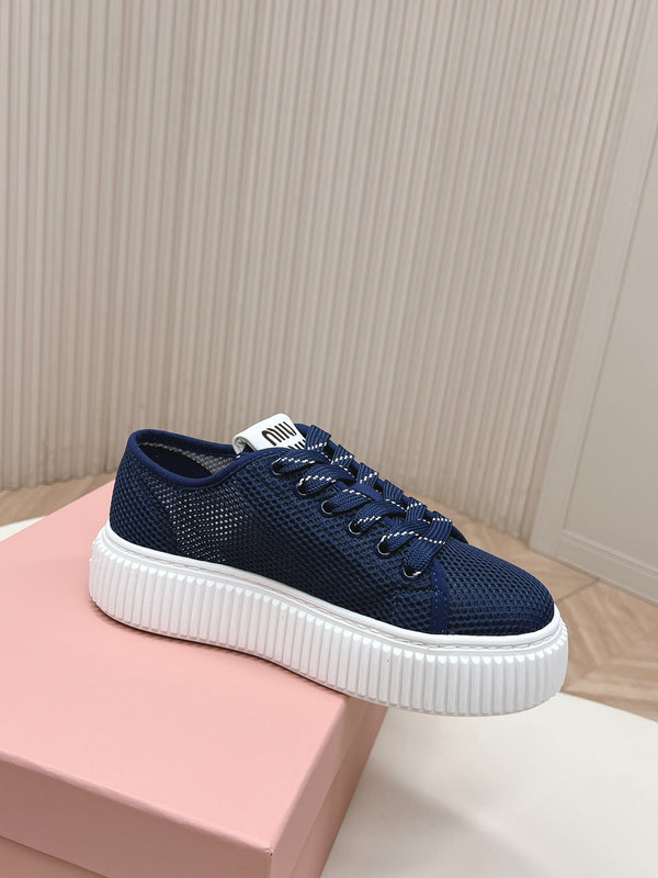 Miu Platform Sneakers Navy Blue Mesh 798603