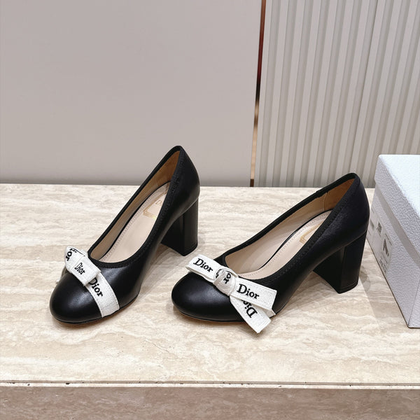 CD 26s Block Heel Pumps 7cm Black Leather 121652