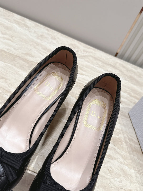 D 26s Block Heel Pumps 7cm Black Cannage Quilted Leather 121654