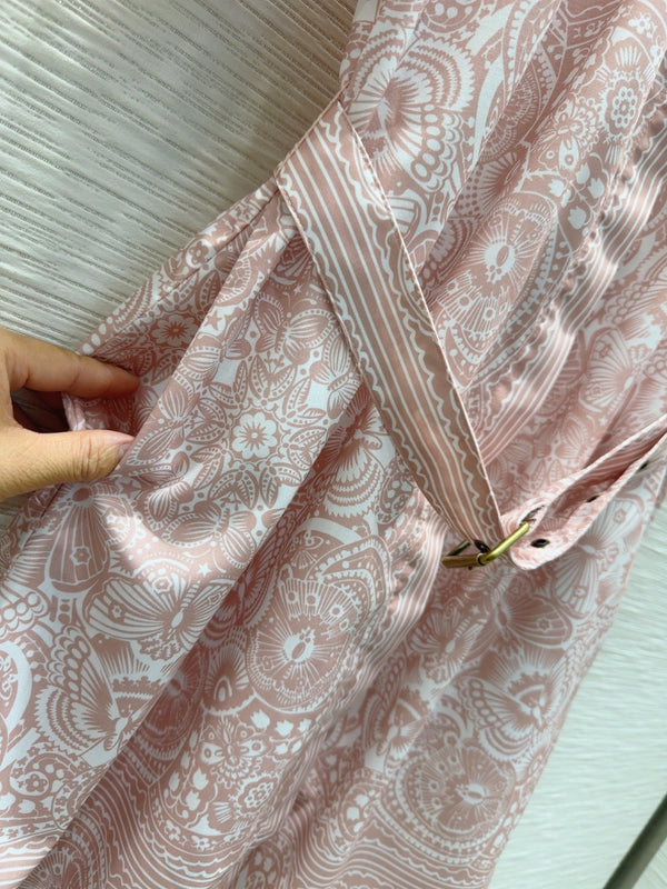 CD 2025 Floral Short Dress Pink Cotton