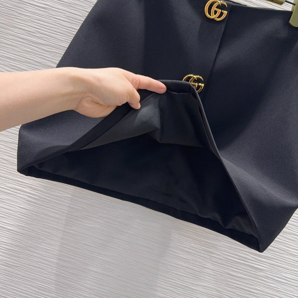 GG Crêpe Skirt With Double G Button Black Wool 346672
