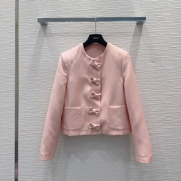 CD Cropped Jacket Pink Wool and Silk 394956