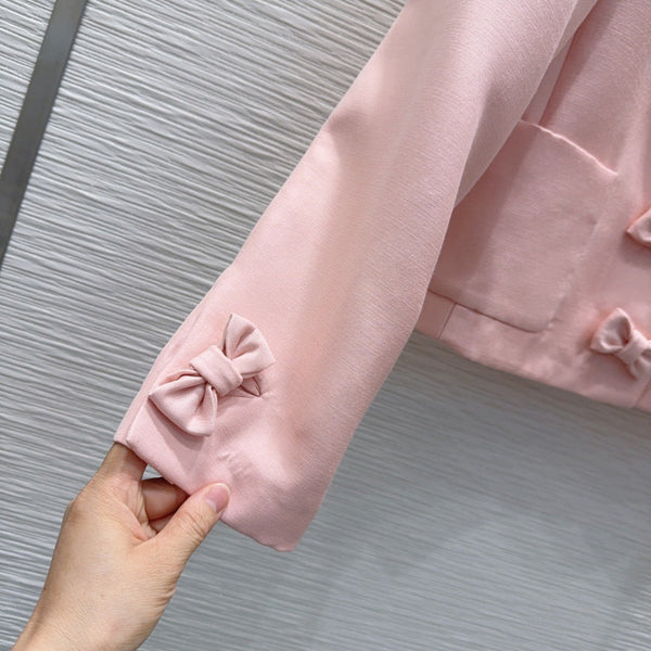 CD Cropped Jacket Pink Wool and Silk 394956