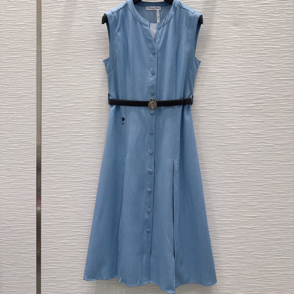 CD 26s Sleeveless Shirt Dress Light Blue Cotton Viscose 395003