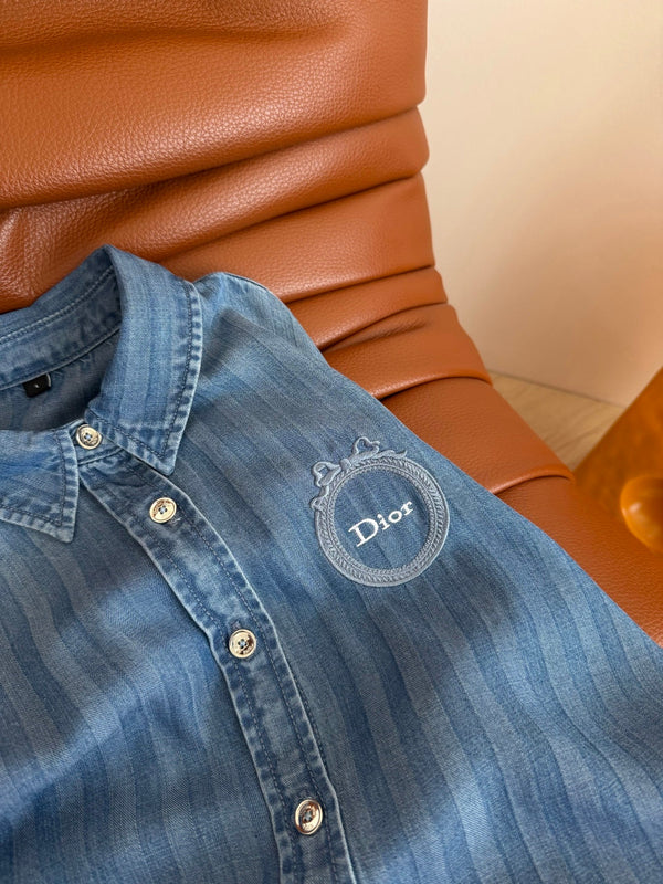 CD 26s Embroidered Badge Pattern Denim Shirt 400837