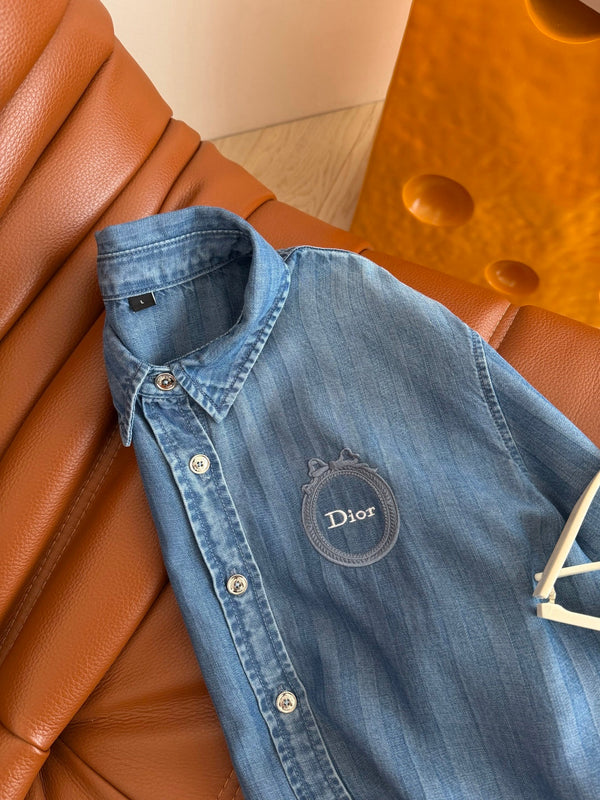CD 26s Embroidered Badge Pattern Denim Shirt 400837