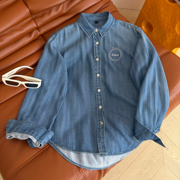 CD 26s Embroidered Badge Pattern Denim Shirt 400837
