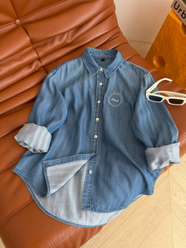 CD 26s Embroidered Badge Pattern Denim Shirt 400837