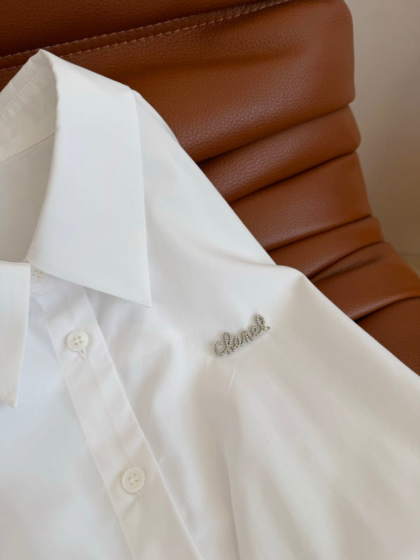 CC 26s Button-Down Waist Shirt White Cotton 384872