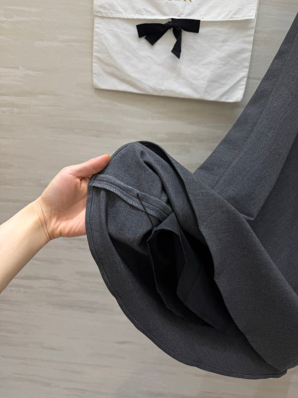 CD Mid-Length Skirt Grey Wool Silk 394144
