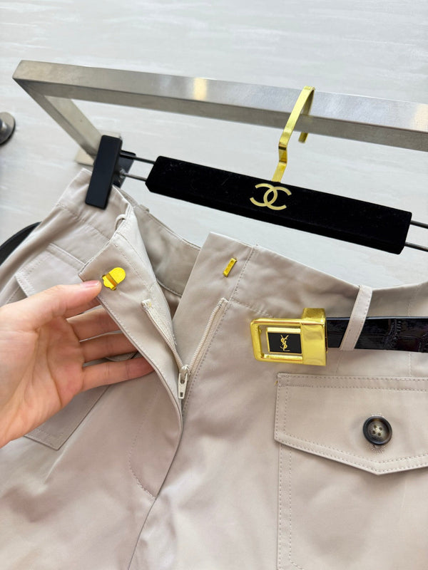 YSL 26s Flower Bud Shorts Cream Cotton 397026