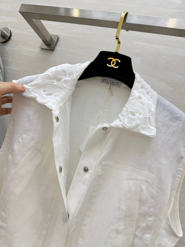 Brunello Cucinelli Vest White Linen 396979