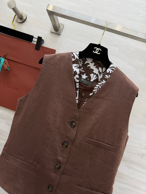 LP 26s Vest Brown Linen 398875