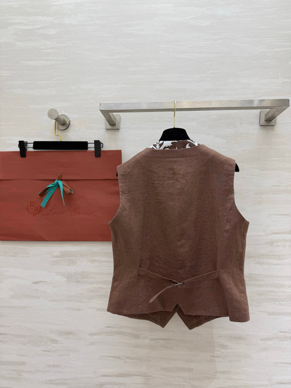 LP 26s Vest Brown Linen 398875