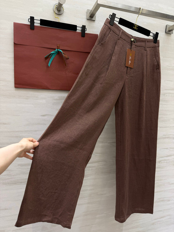 LP 26s Wide-Leg Trousers Brown Linen 398877