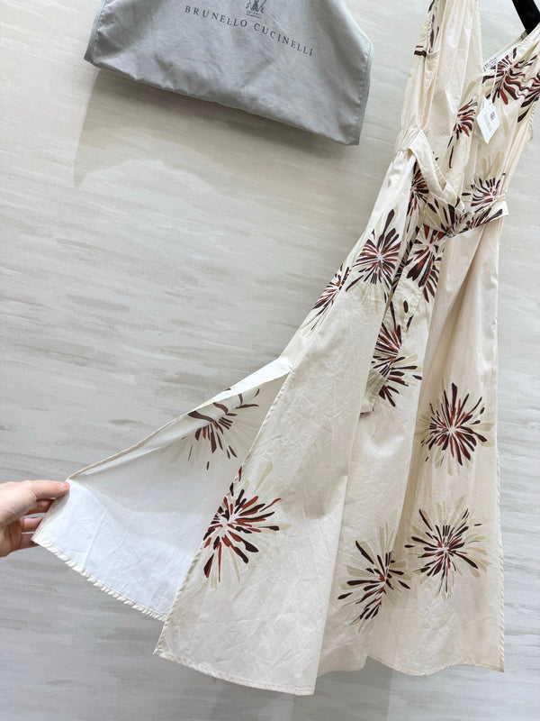 BC 26s Floral Midi Dress Cream Cotton 398870