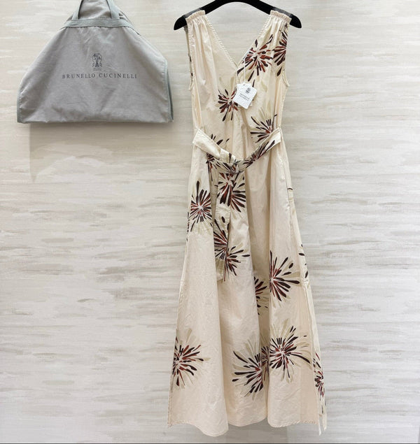 BC 26s Floral Midi Dress Cream Cotton 398870