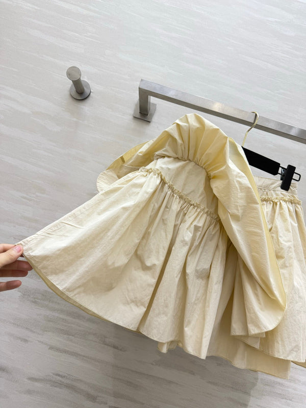 Loew 26s Drawstring Mini Skirt Cream Cotton 398858