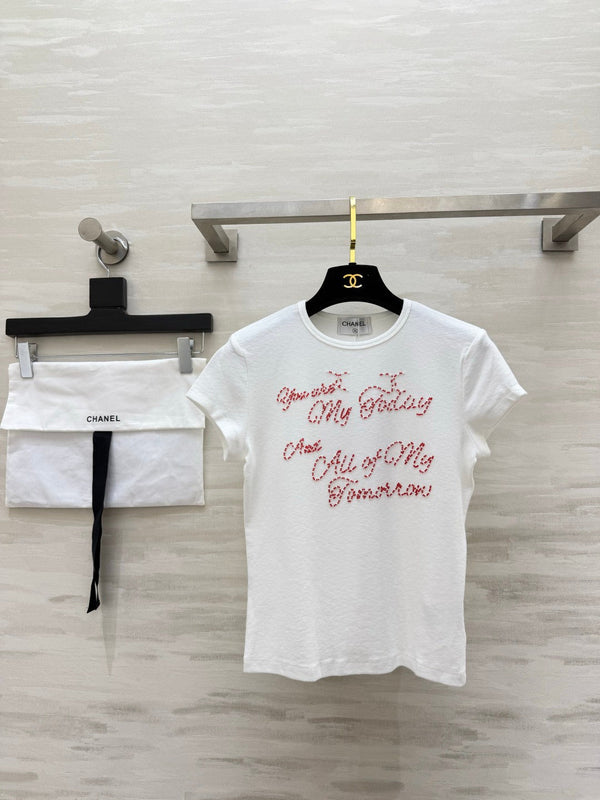 CC 26s Set Hand-beaded Letter Short T-Shirt 398841