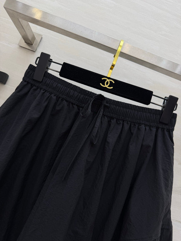 CC 26s Tulip Midi Skirt Black Linen 398836