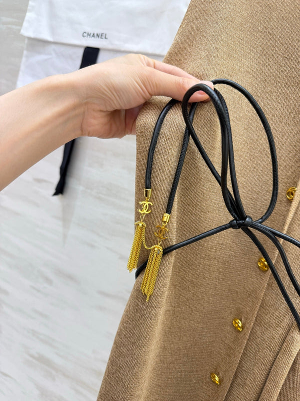 CC 26s Knit Belted Vest Camel 438759