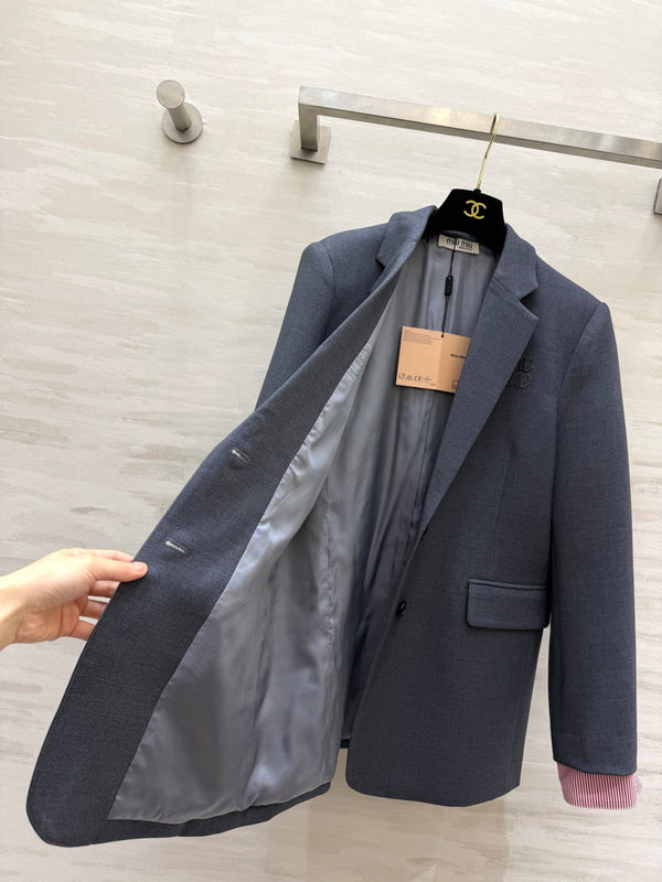 Miu 26s Blazer and Skirt Set Grey Red Pink 438741