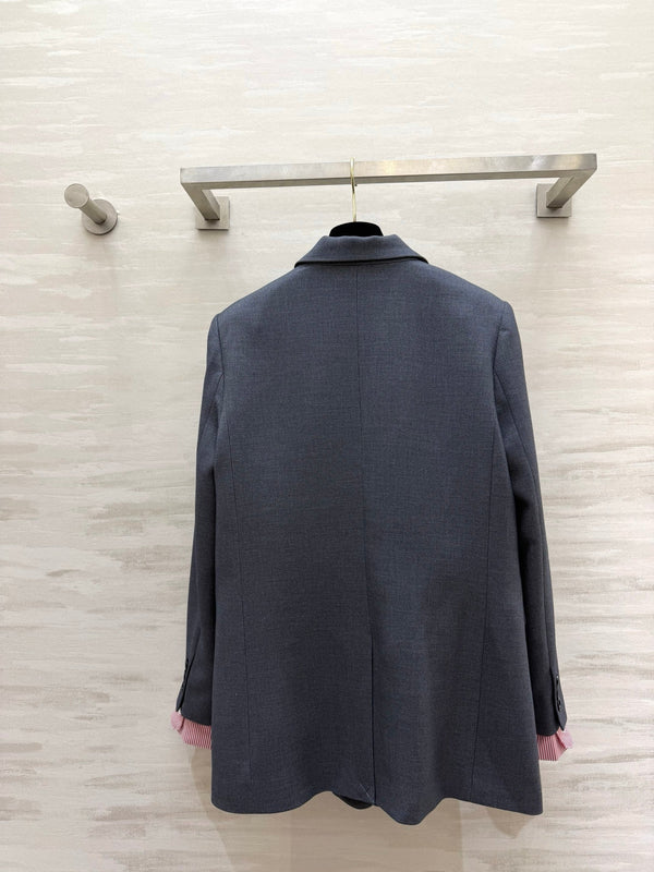 Miu 26s Blazer and Skirt Set Grey Red Pink 438741
