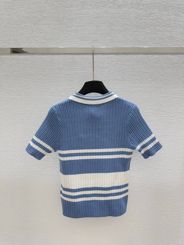 Dior Polo Shirt Demin Blue Cachemire 232760