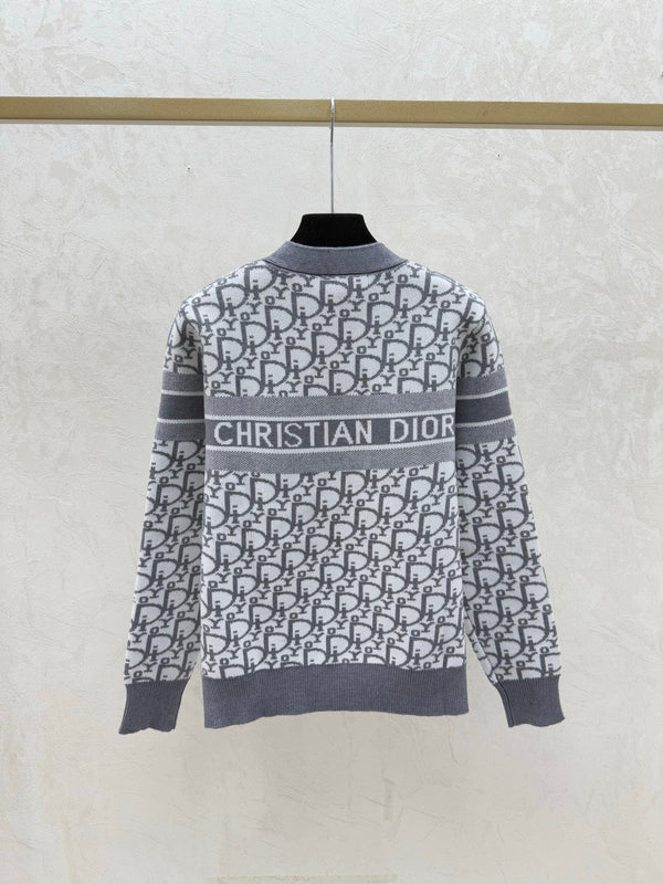 Dior 2025 Oblique Cardigan Gray and Blue Wool