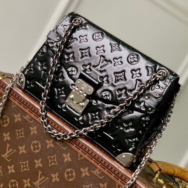 LV 2025 Trunkie Bag 27cm Black Silver Patent Leather 347372