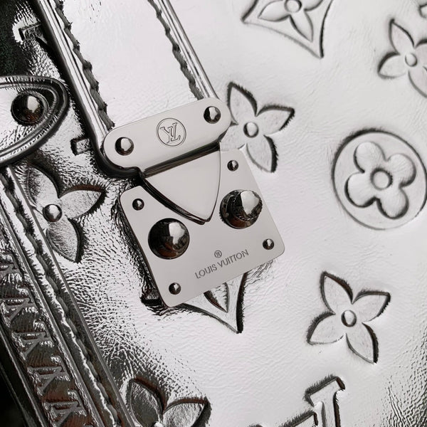 LV 2025 Side Trunk MM Bag Silver Calfskin 347376
