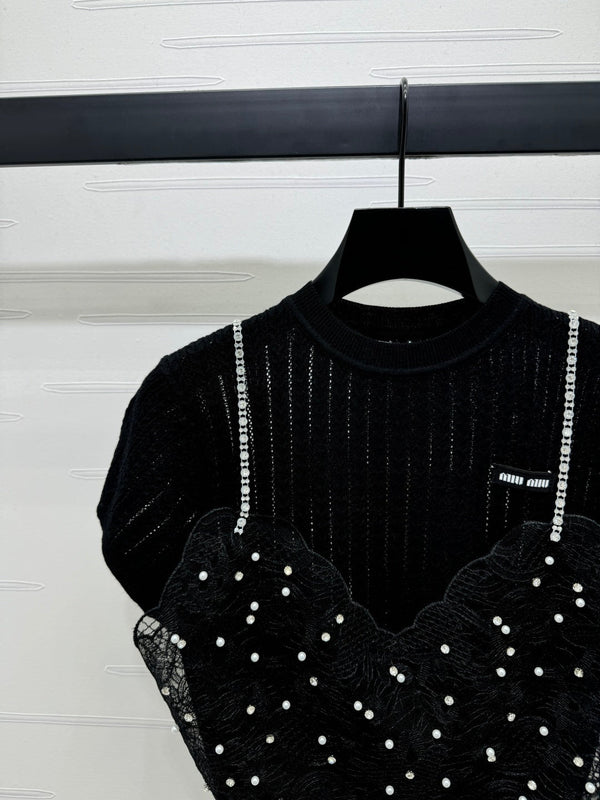 Miu 25 T- Shirt Wool with Lace 233541