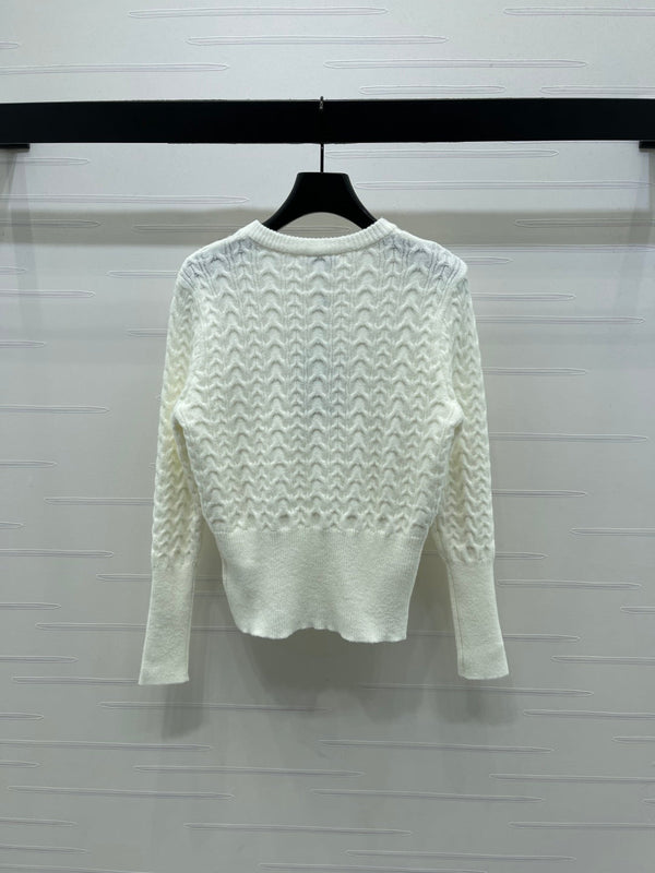 Chanel 2025 Long-sleeved Sweater White Wool Acrylic Nylon 319586