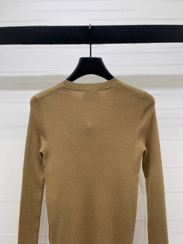 Prada Logo-Intarsia Wool Jumper Camel Wool 351032