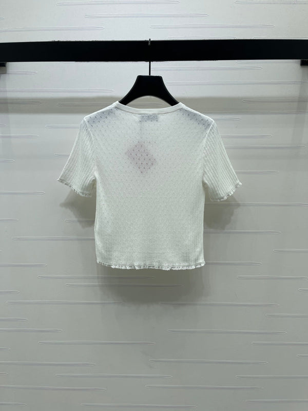 Miu Neck Short-Sleeved Top Linen Silk 392700