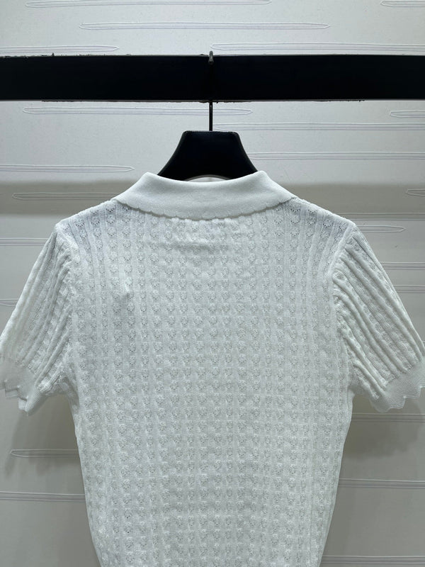 CD Knit Short-Sleeved Top Black Wool Acrylic Nylon Polyester 397467