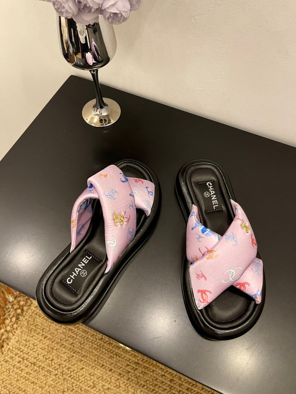 CC 25 Platform Slide Pink Cloth Sheepskin 334744