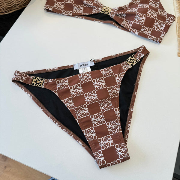 Loewe Two-Piece Bikini Brown White 203031