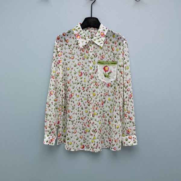 CD 26s Print Long-Sleeve Shirt White Polyester 367039