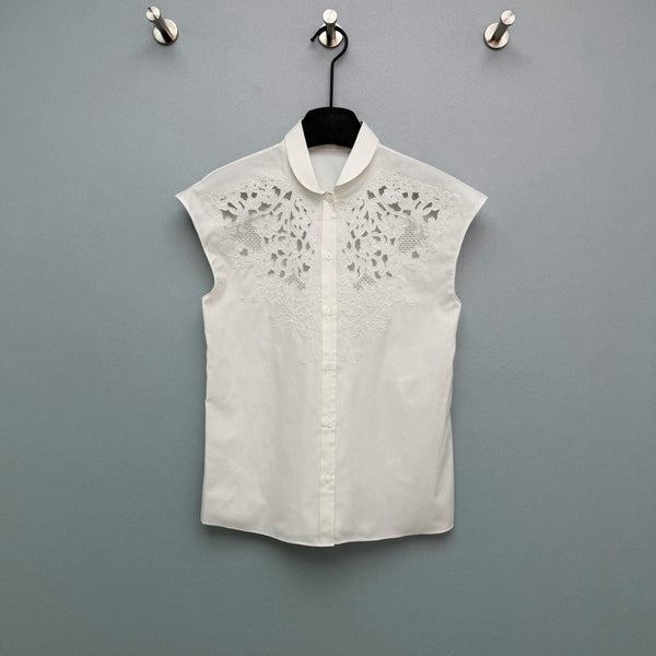 Valentino 26s Embroidered Sleeveless White Polyester 367034