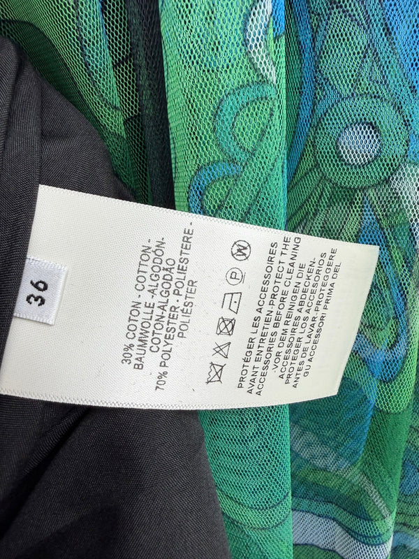 Pucci 26s Mesh Midi Skirt Green Cotton Polyester 371727