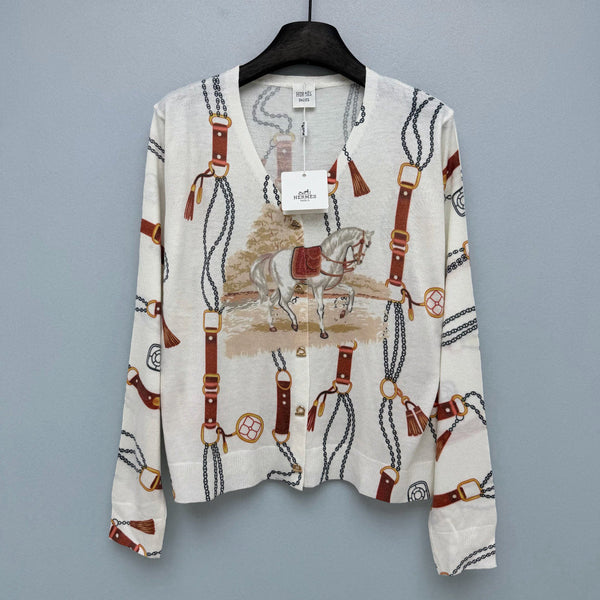HM 26s Equestrian-Style Thin Knit Cardigan Wool 425162
